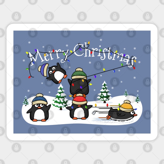 Christmas Penguins Sticker by Ferrous Frog